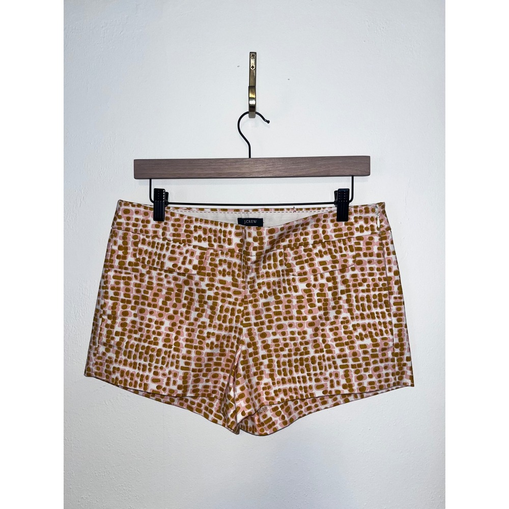 J.Crew Pink Gold Geometric Dot Print Cotton Blend Shorts Casual | Women Size 6